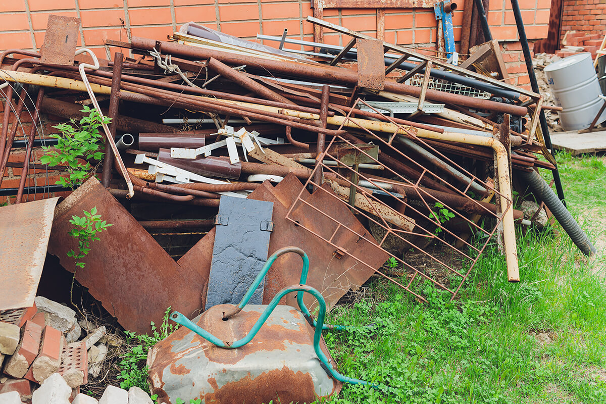 Scrap metal pile junk yard waste for recycling environment